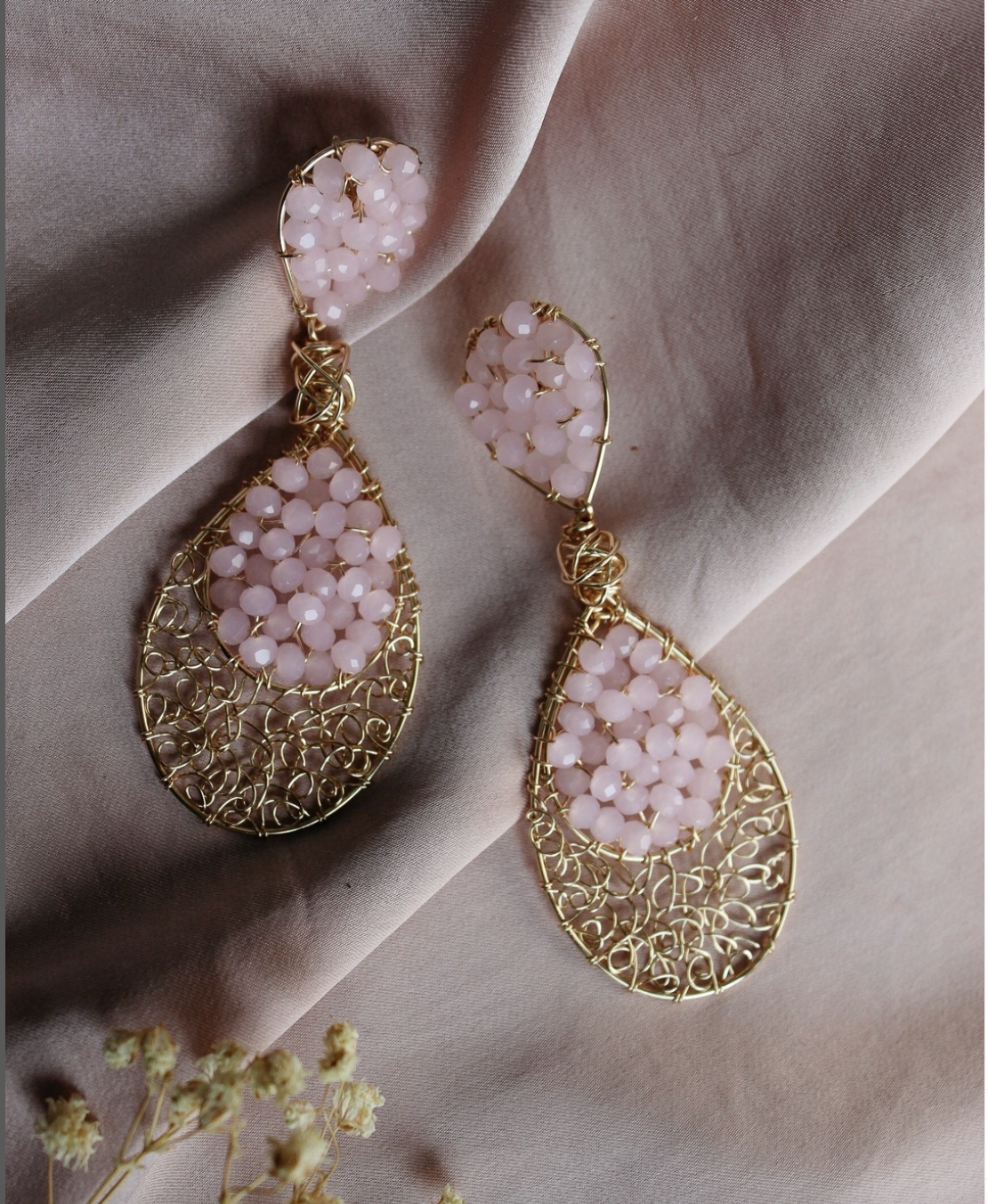 Pink Double Teardrop Earrings