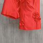 Evase Strap Blouse and Red Shorts Set